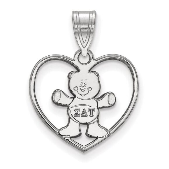 Sterling Silver Sigma Delta Tau Heart Pendant - Picture 1 of 3